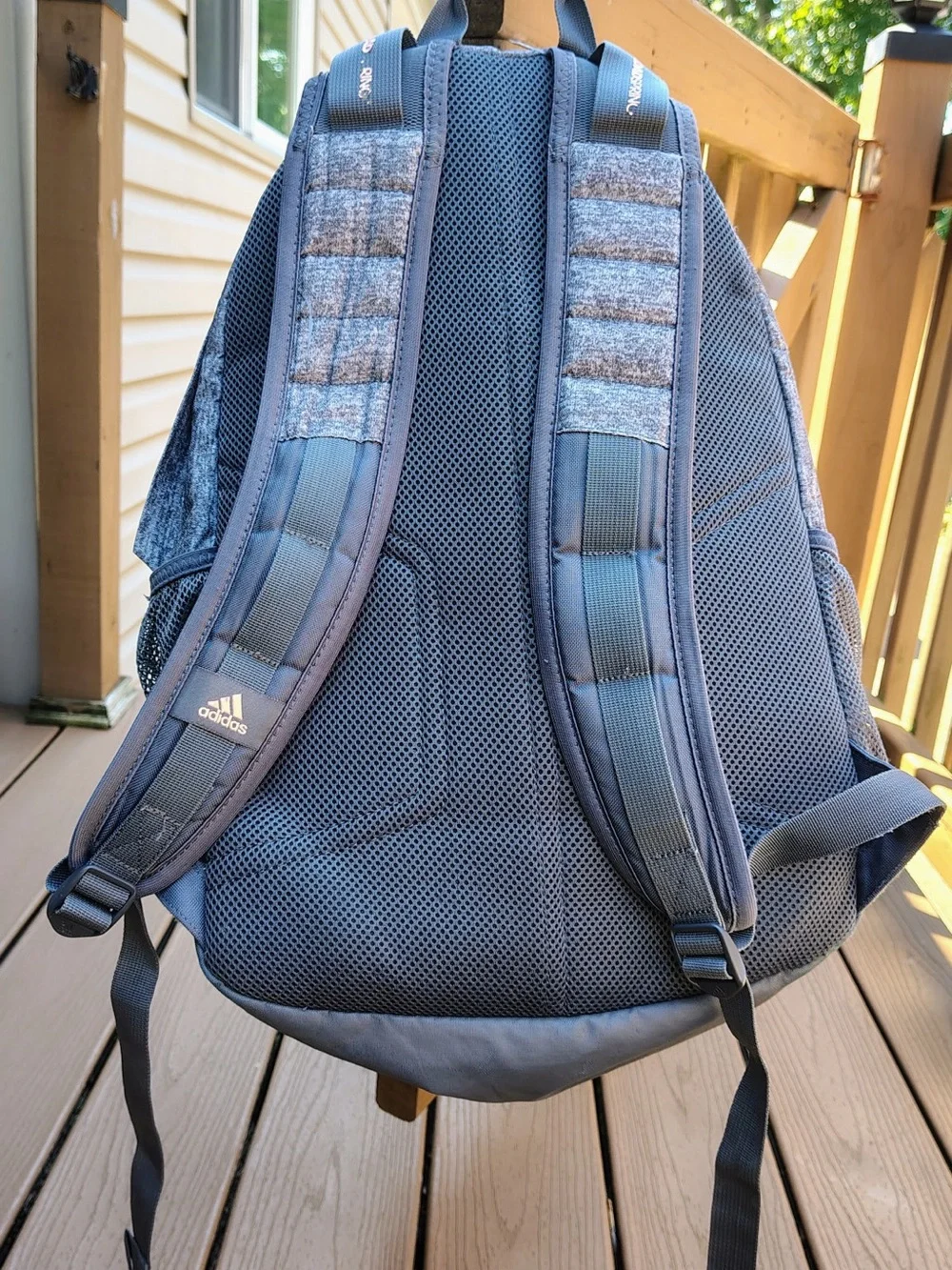 Adidas Heather Gray Backpack with Pink Trim